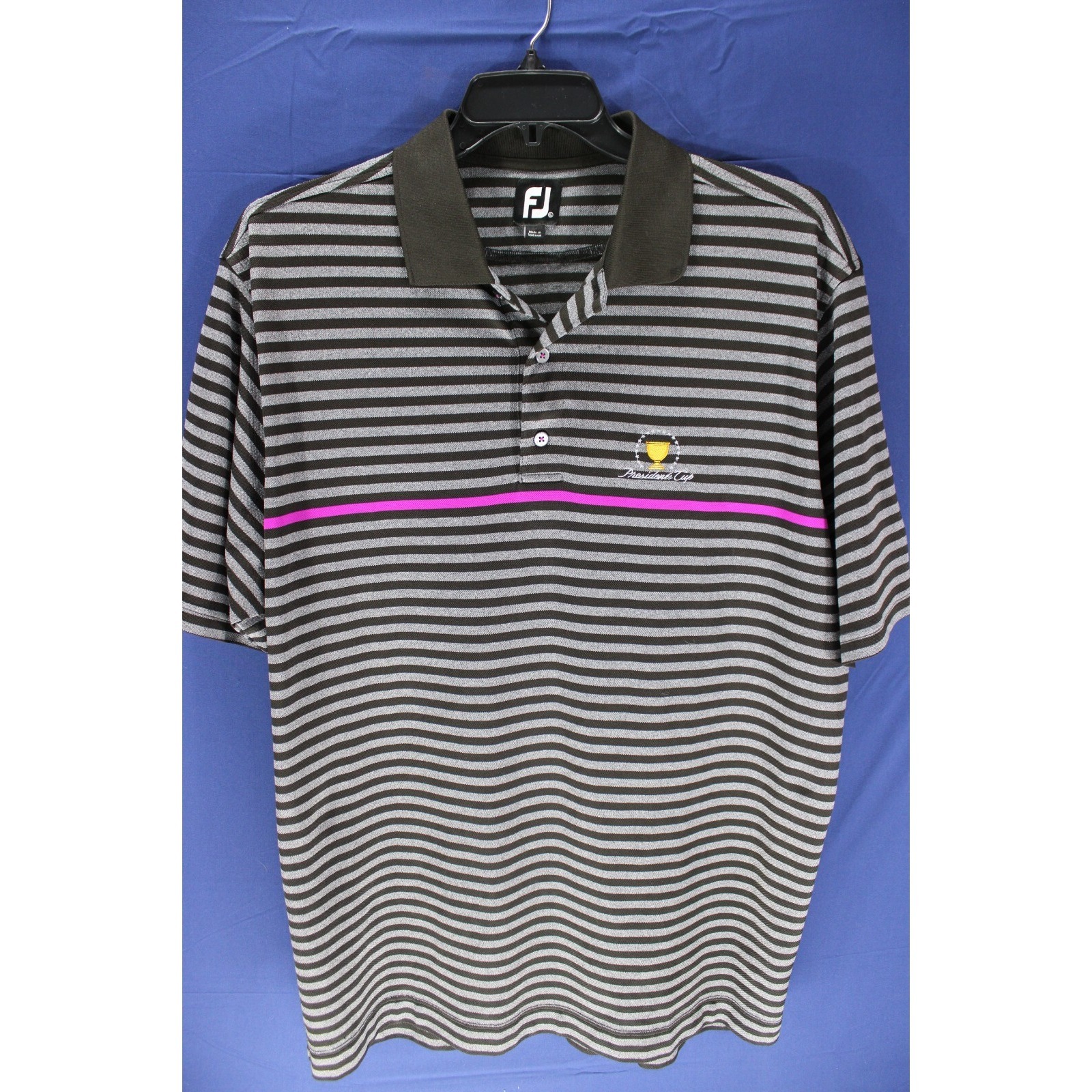 Footjoy Golf Polo Presidents Cup Polyester Spandex Gray Striped Size Xl Footjoy Golf Polo Presidents Cup Polyester Spandex Gray Striped Size Xl